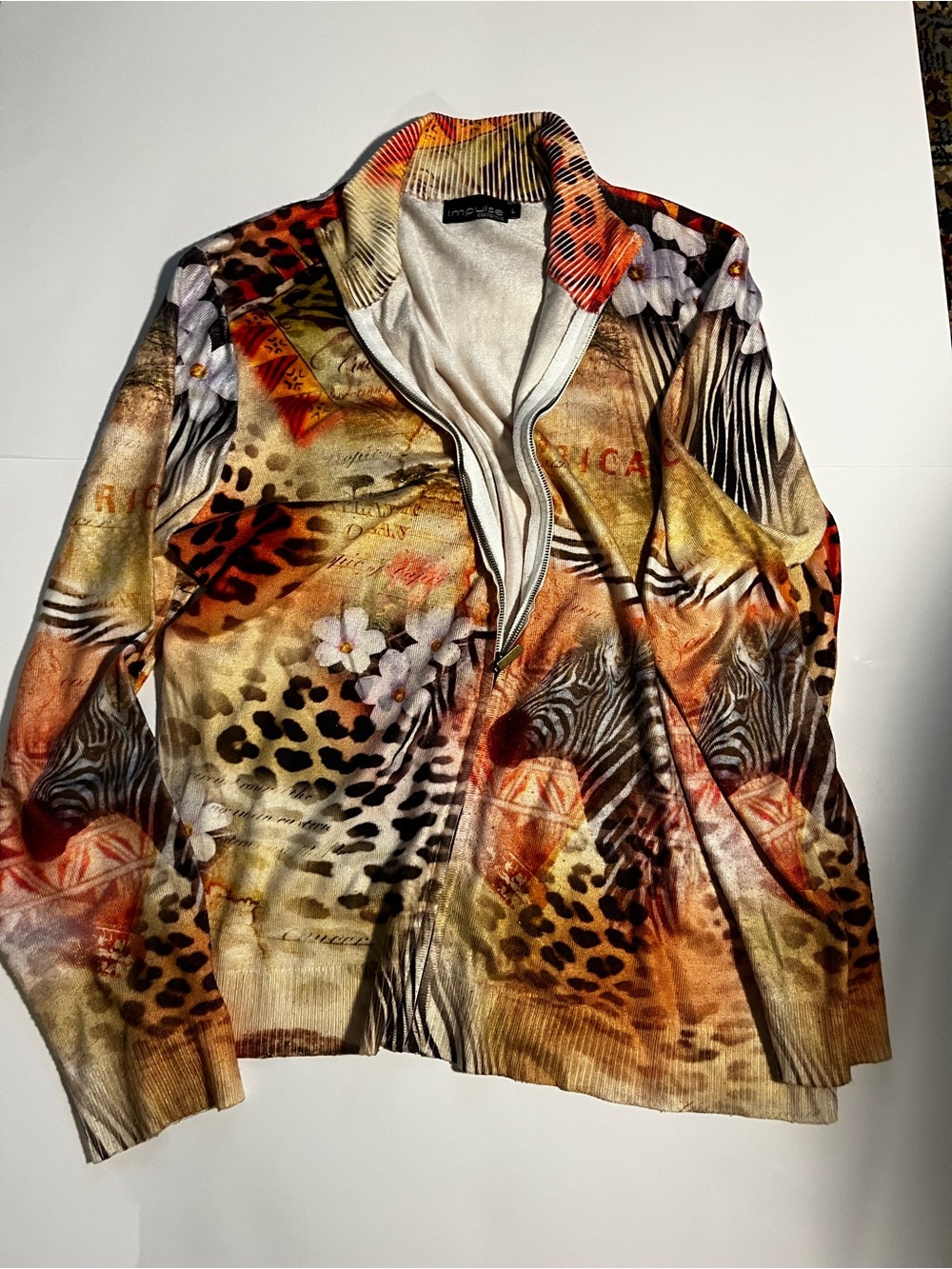 Women's Multicolor Animal-Print Bomber Jacket - Orange & Brown